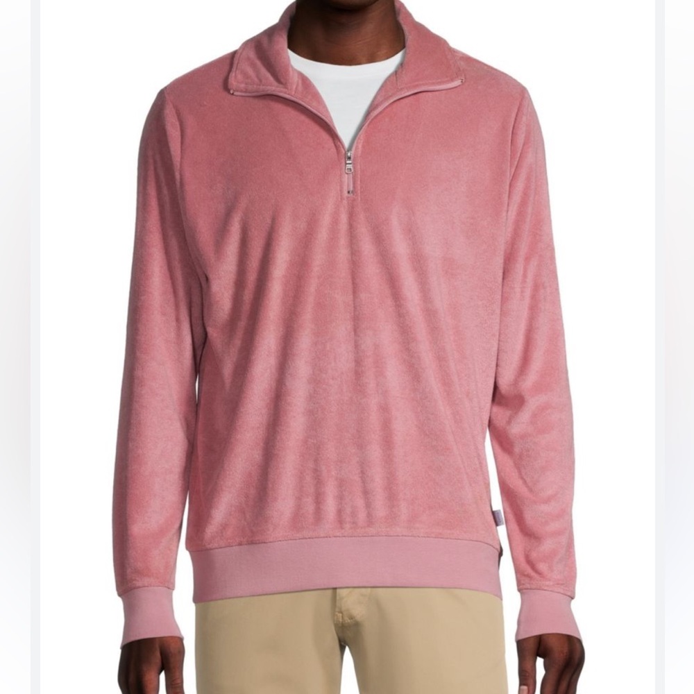 Onia men Terry cloth Quarter zip pullover sweatshirt jacket L